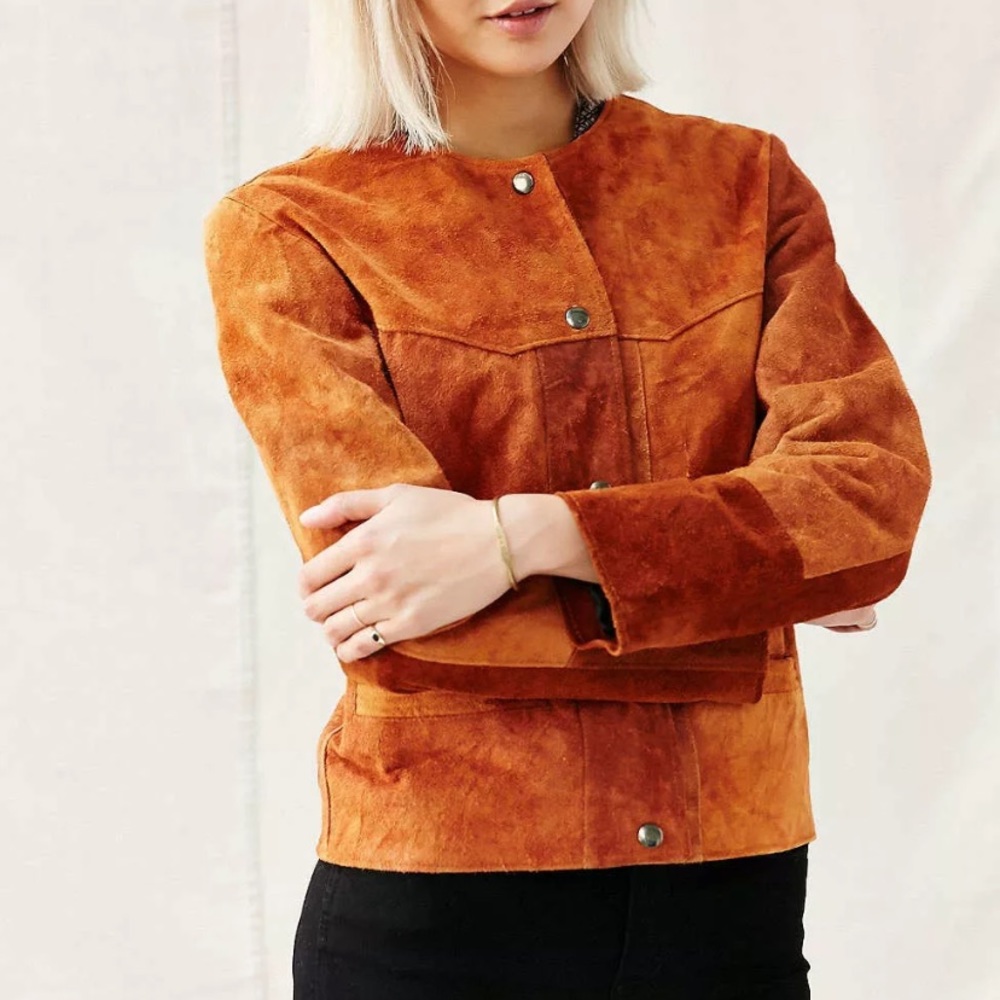 Suede Jacket Pele Che Coco Up-cycled Tonal Brown